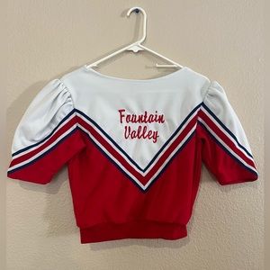 Vintage Pep Threads Cheerleading Top Red White Blue Fountain Valley Size 10